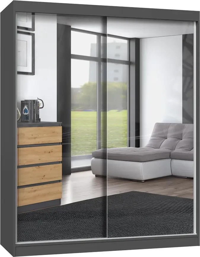 Garderoba z lustrami 160 cm dąb artisan antracyt A2-P42