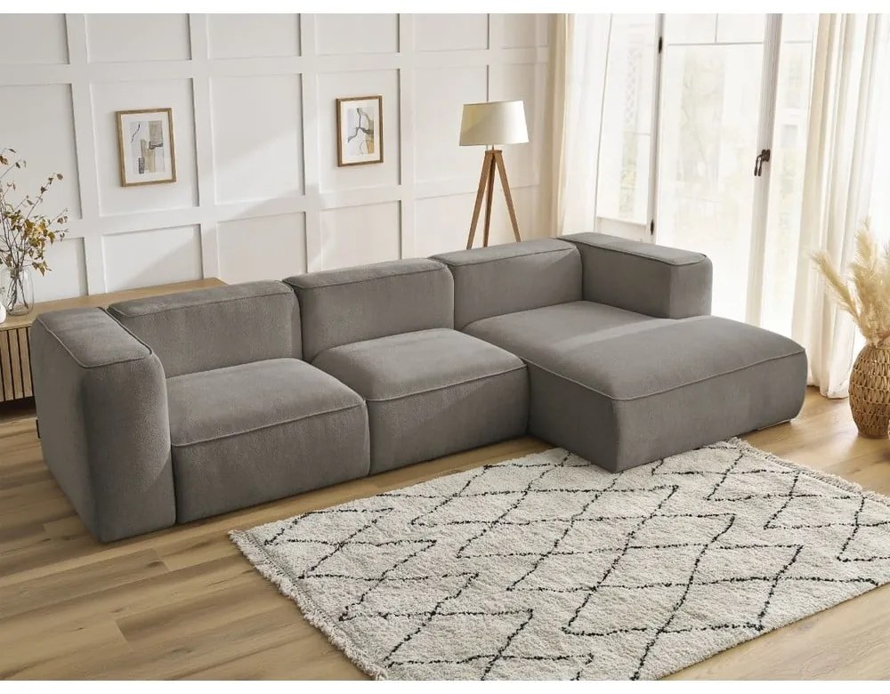 Szarobrązowy narożnik z materiału bouclé (prawostronny) Zephyr – Bobochic Paris
