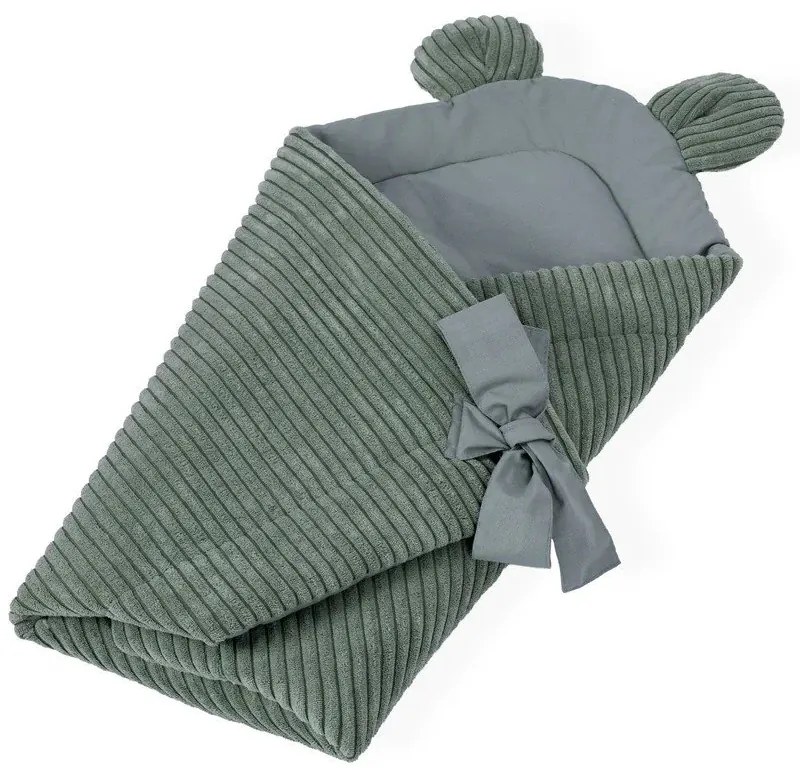 Zielony rożek niemowlęcy sztruksowy 35x65 cm – Meowbaby