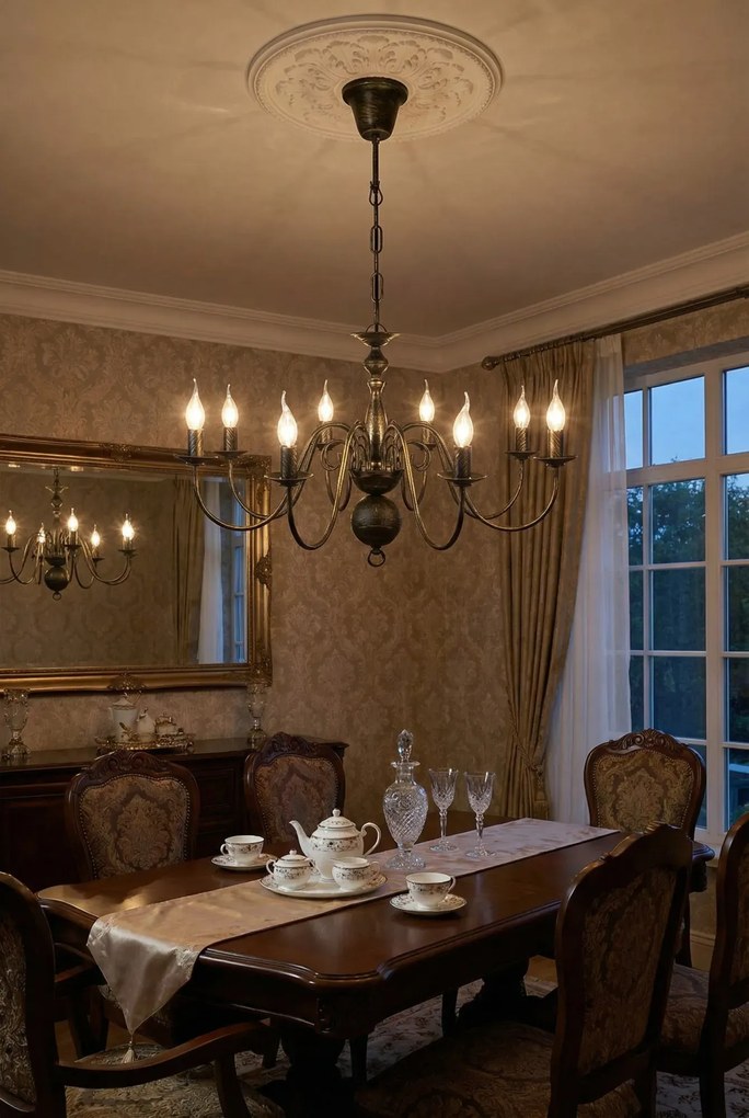 Czarny świecznikowy żyrandol w stylu antycznym - 5X E993 P2-D10