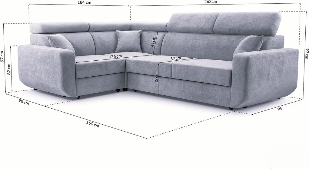 Masseno Narożnik RENO z funkcją spania i pojemnikiem na pościel Narozniki L, Rozkładana sofa - Zielony, VELO 629