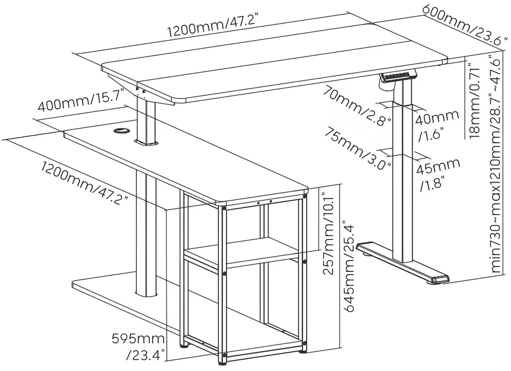 Ergonomiczne białe narożne biurko elektryczne K6-Z47