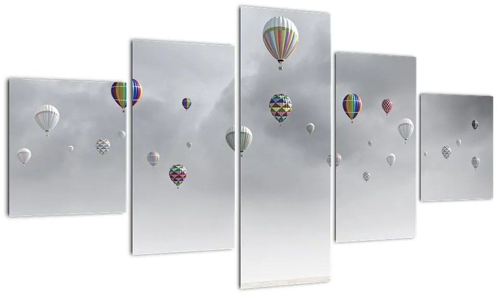 Obraz - Balony nad ceglaną ścianą (125x70 cm)