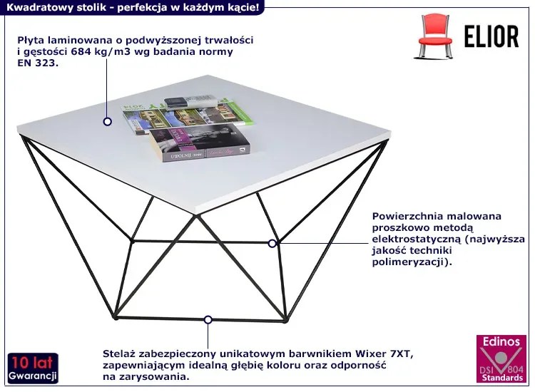 Minimalistyczny stolik kawowy biały + czarny - Galapi 4X