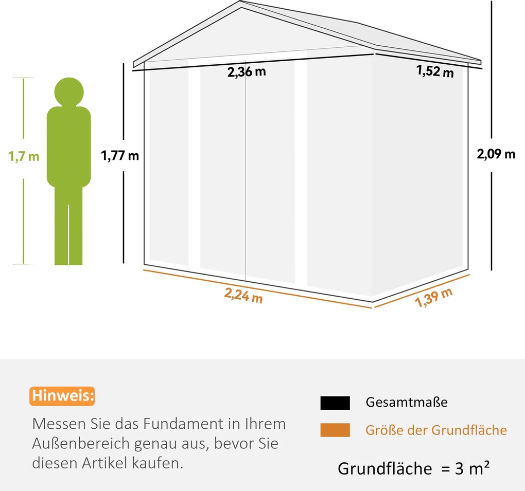Outsunny Szopa Ogrodowa, Szopa na Narzędzia, Domek Ogrodowy z Oknami, Odporna na Warunki Atmosferyczne, Wygląd Drewna, Stal, 152 x 235,7 x 208,7 cm, Brązowa
