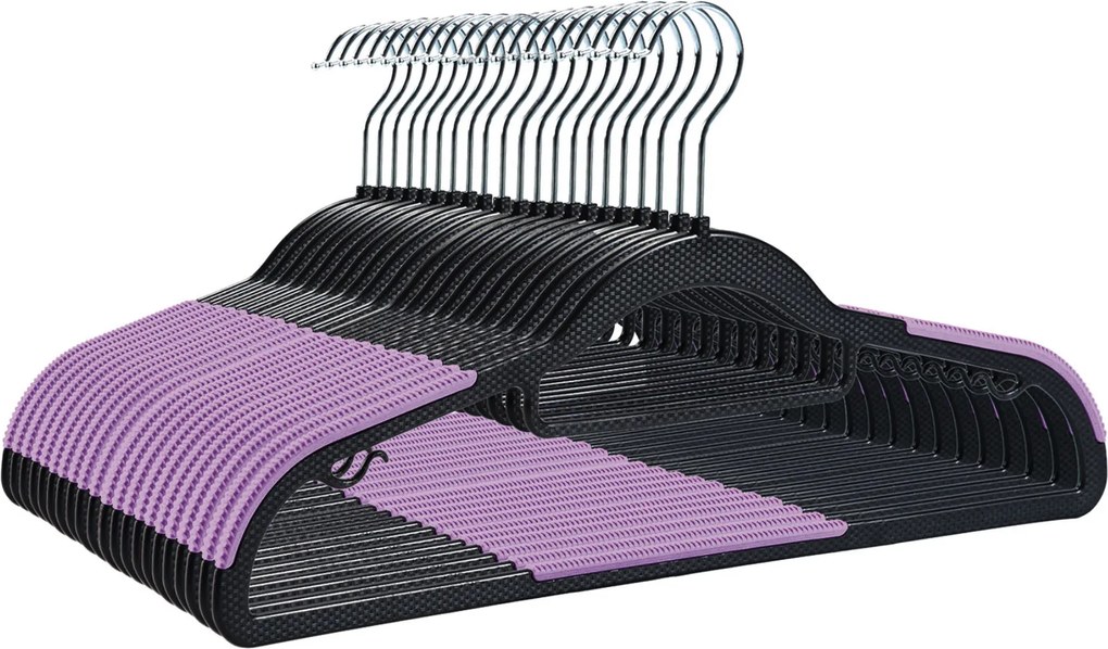 Zestaw wieszaków z antypoślizgową nakładką SOFTY 20 szt. czarno-fioletowe