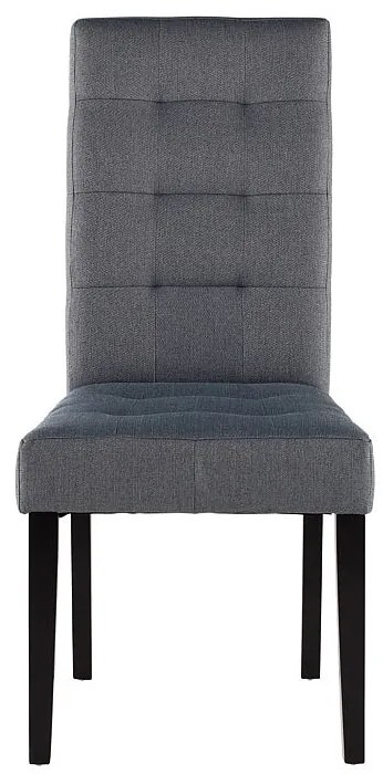 Komplet 6 krzeseł VILLOSA - Szara tkanina + Ciemne drewniane nogi