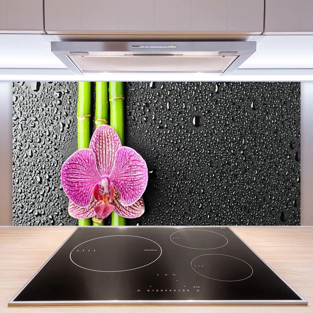 Panel Szklany Orientalny Bambus i Kwiaty