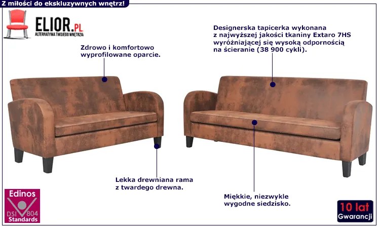Brązowy industrialny zestaw wypoczynkowy - Quvi