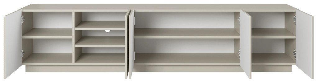 Szafka RTV Asha 200 cm pięciodrzwiowa z ryflowanym frontem - kaszmir