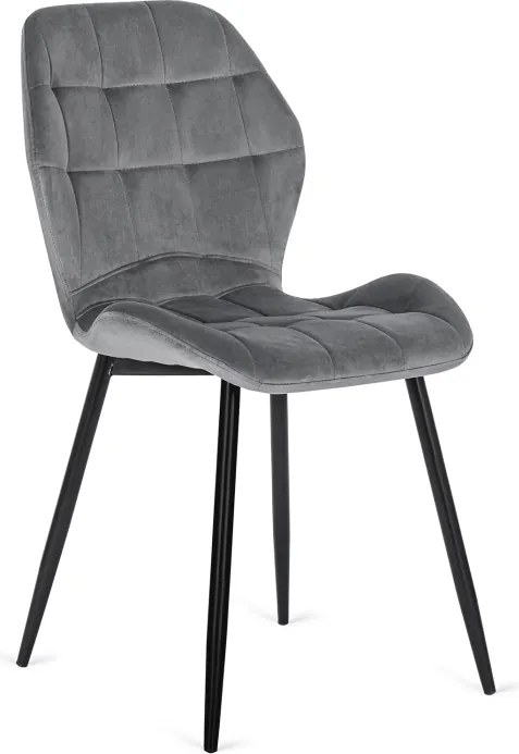 Zestaw Stół Okrągły Rozkładany DORIAN 80-160 cm Dąb Rustykalny/Czarny i 4 Krzesła Tapicerowane do Jadalni LUCKY Szare Welurowe