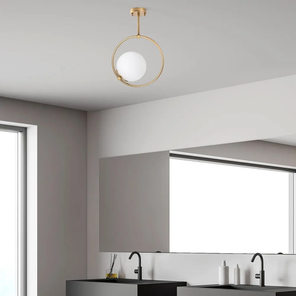 Lampa sufitowa w kolorze złota ze szklanym kloszem 39x26 cm Dolunay – Opviq lights