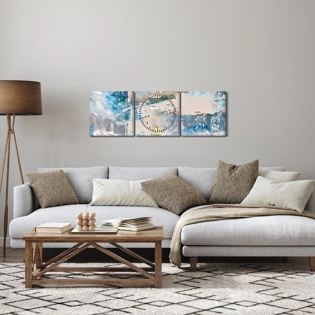 Obraz - Abstrakcja (z zegarem) (90x30 cm)