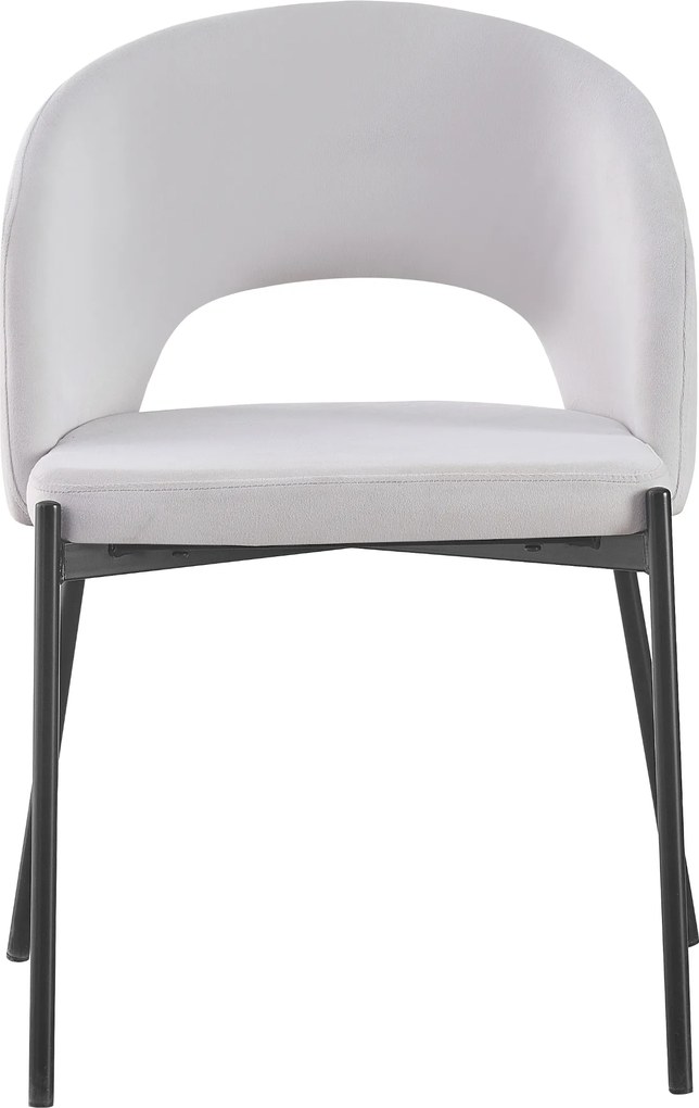 ATENA Krzesło do Jadalni Jasny Popiel, Szary, Welur z Oparciem, Czarne Nogi