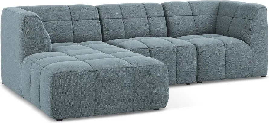 Niebieski narożnik z materiału bouclé (lewostronny/z szezlongiem) Aloha – Makamii