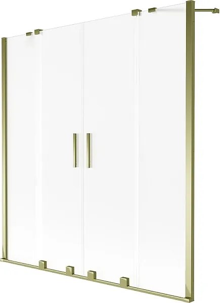 Mexen Velar Duo parawan nawannowy 2-skrzydłowy rozsuwany 160 x 150 cm, szron, złoty - 896-160-000-32-50