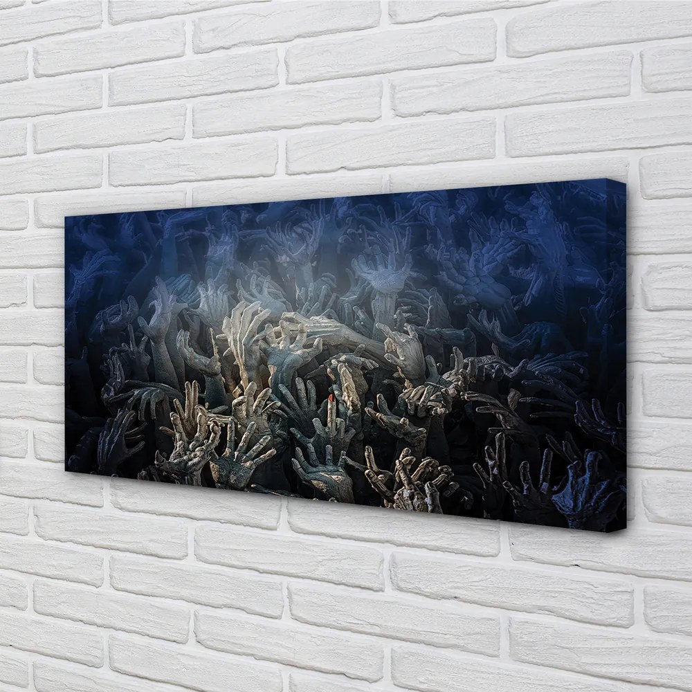 Obraz drukowany na płótnie Dłonie w Niebieskim Świetle