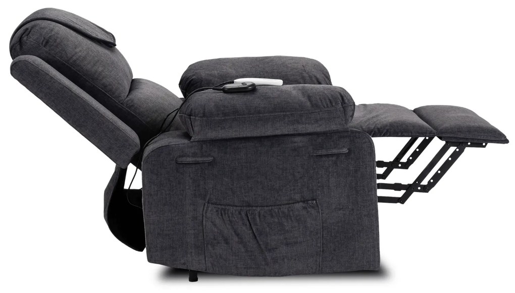 Fotel Masujący FENIX z Funkcją Wstawania Elektrycznie Rozkładany Ciemny Popiel Nowoczesny