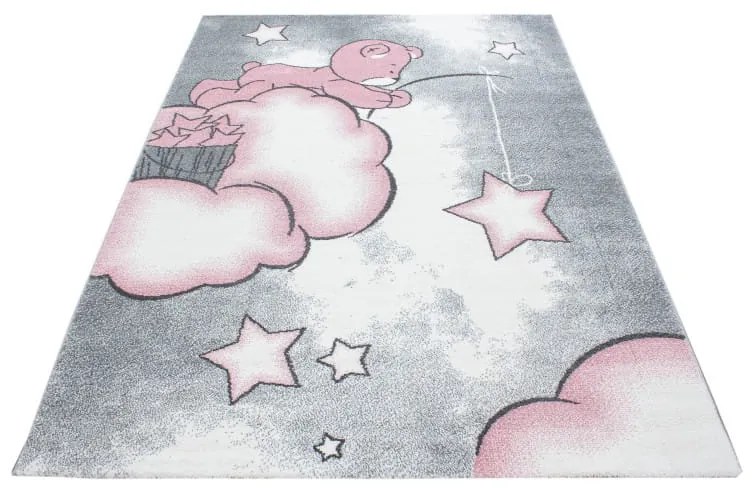 Dywan dziecięcy Kids Miś szaro-różowy 160 cm x 230 cm