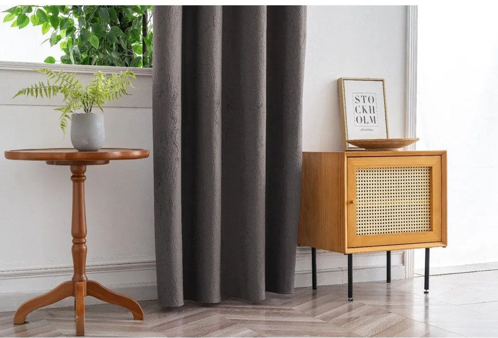 Zasłona zaciemniająca DUNES VELVET 140x250 cm, ciemnoszara Zawieszanie: Metalowe pierścienie