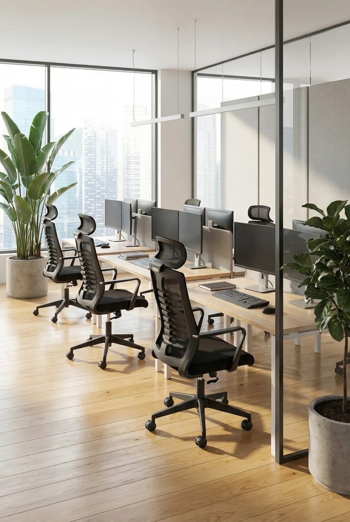 Czarny nowoczesny fotel biurowy do komputera T3-B38