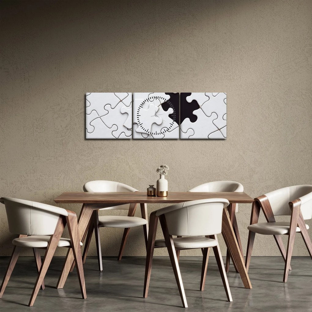 Obraz puzzli (z zegarem) (90x30 cm)