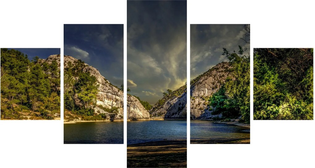 Obraz krajobrazu z jeziorem (125x70 cm)