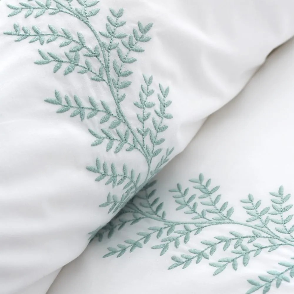 Biała bawełniana pościel dwuosobowa 260x220 cm Embroidery Leaf – Bianca