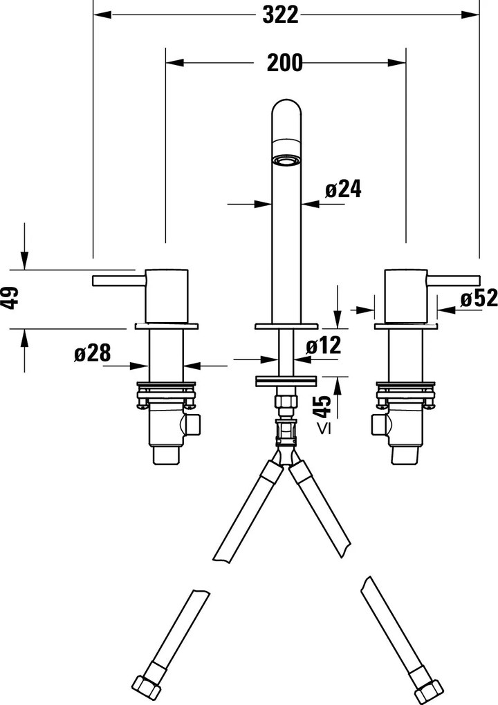 Bateria umywalkowa 3-otworowa Duravit Circle