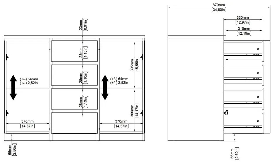 Komoda w dekorze dębu w naturalnym kolorze 121x91x50 cm Naia – Tvilum