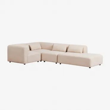 Sofa Modułowy Narożny 4-częściowy Z Prawym Szezlongiem Fogler Tkanina Baranek Boucle Kremowy Beż - Sklum
