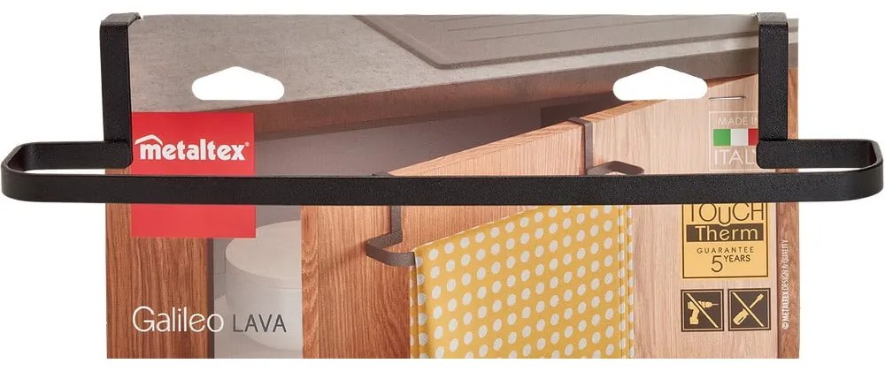 Czarny wiszący uchwyt na ścierki Metaltex Galileo Lava