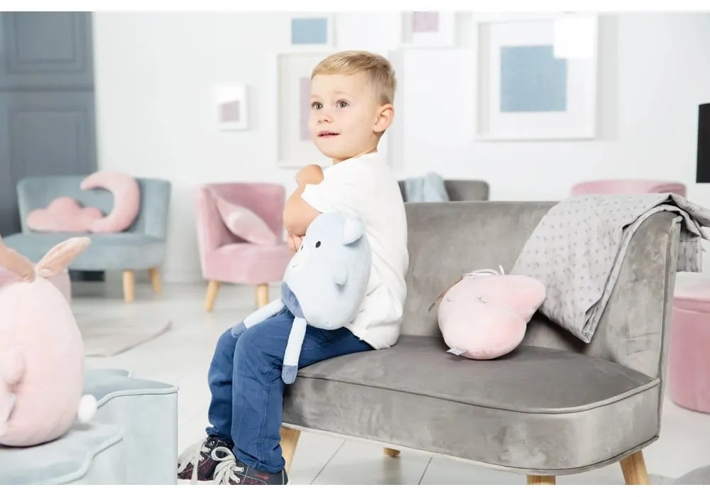 Jasnoszara aksamitna sofa dla dzieci 70 cm Lil Sofa – Roba