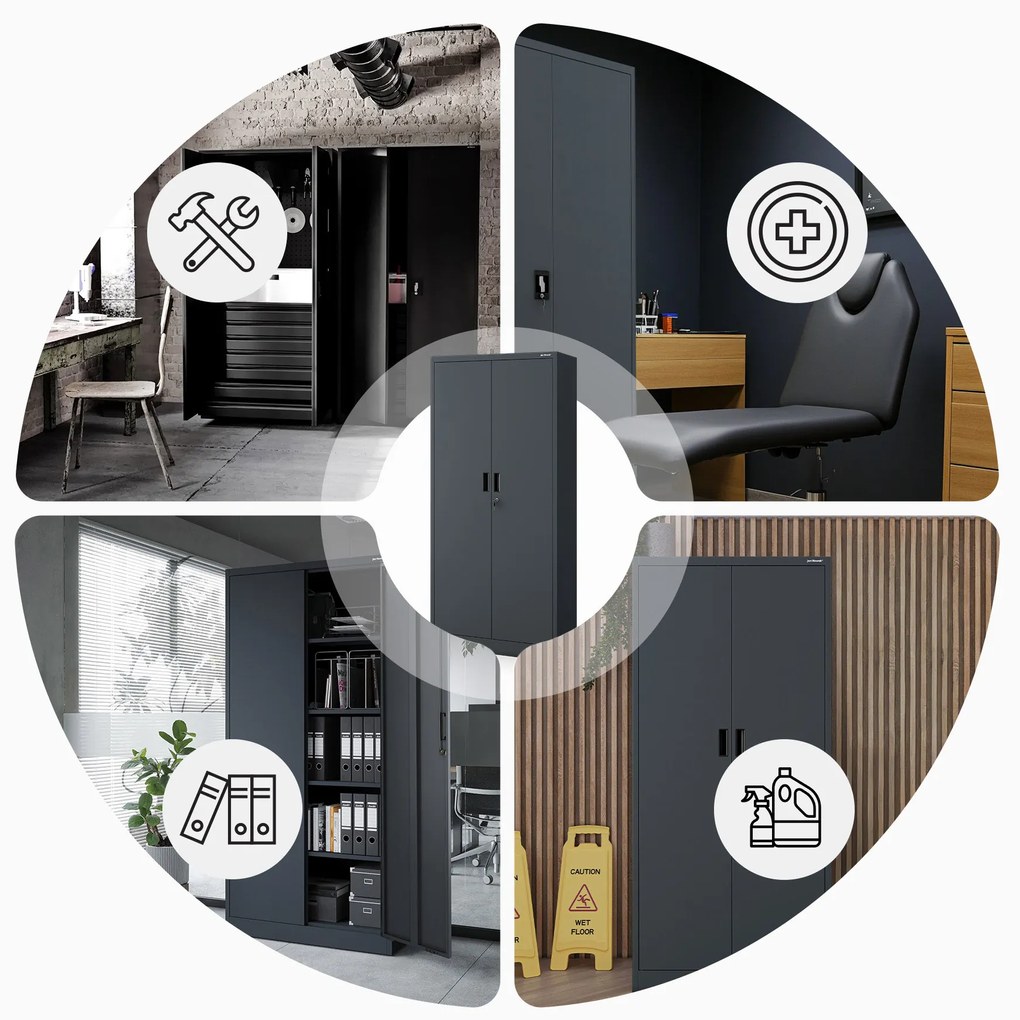 Szafa metalowa biurowa antracytowa:  JAN Compact 1750 x 800 x 400 mm