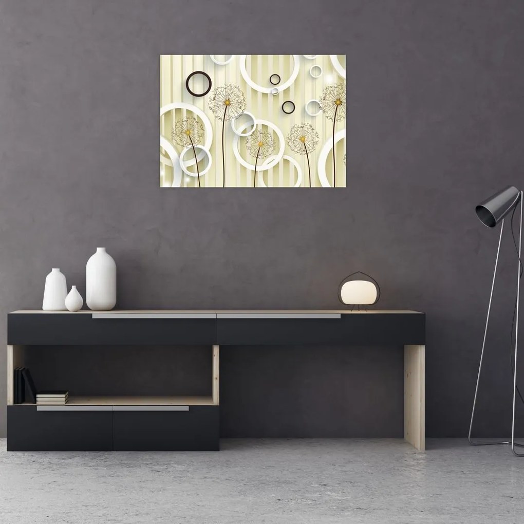 Abstrakcyjny obraz z dmuchawcami (70x50 cm)