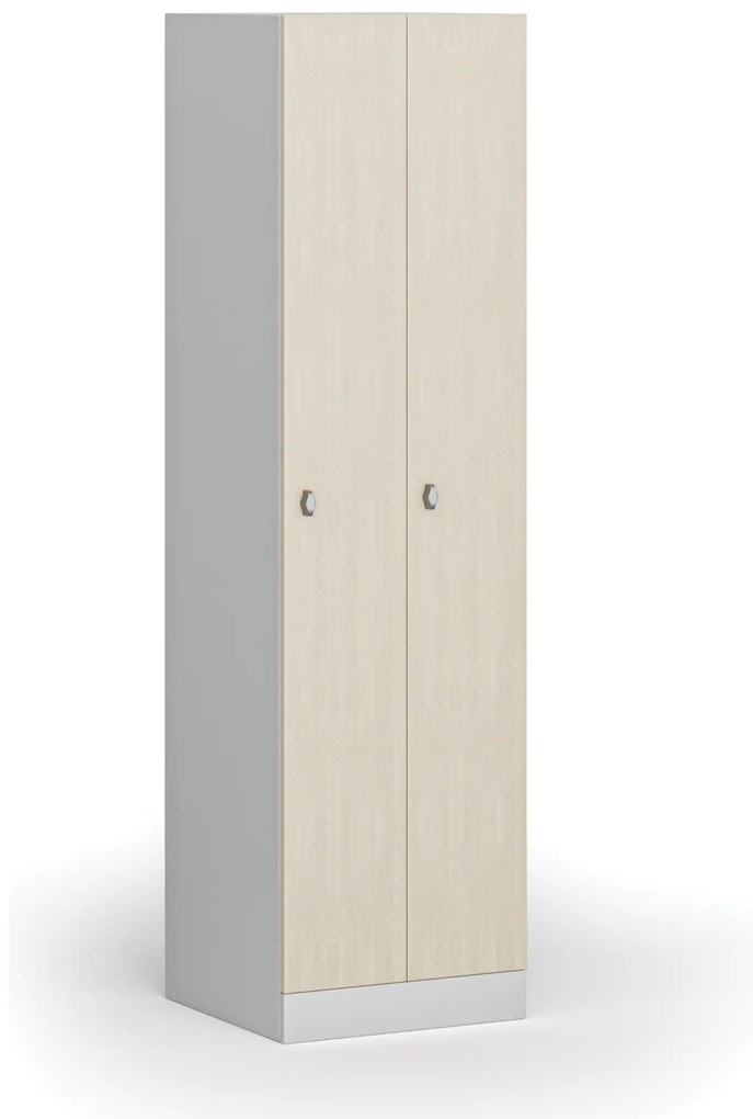 Szafka ubraniowa S1 wąska, 2-drzwiowa, 1850 x 500 x 500 mm, zamek obrotowy, drzwi laminowane, brzoza