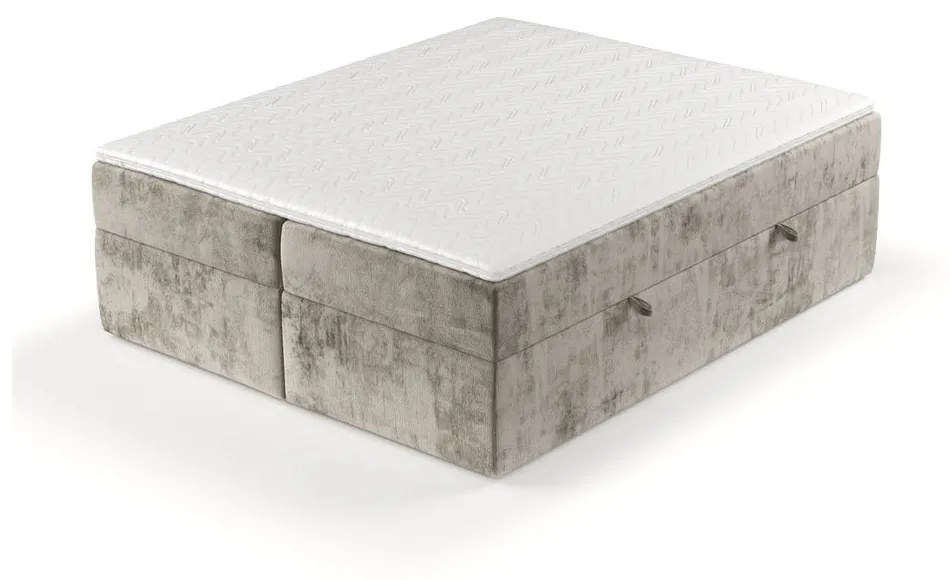 Jasnobrązowe łóżko boxspring ze schowkiem 140x200 cm Yoko – Maison de Rêve