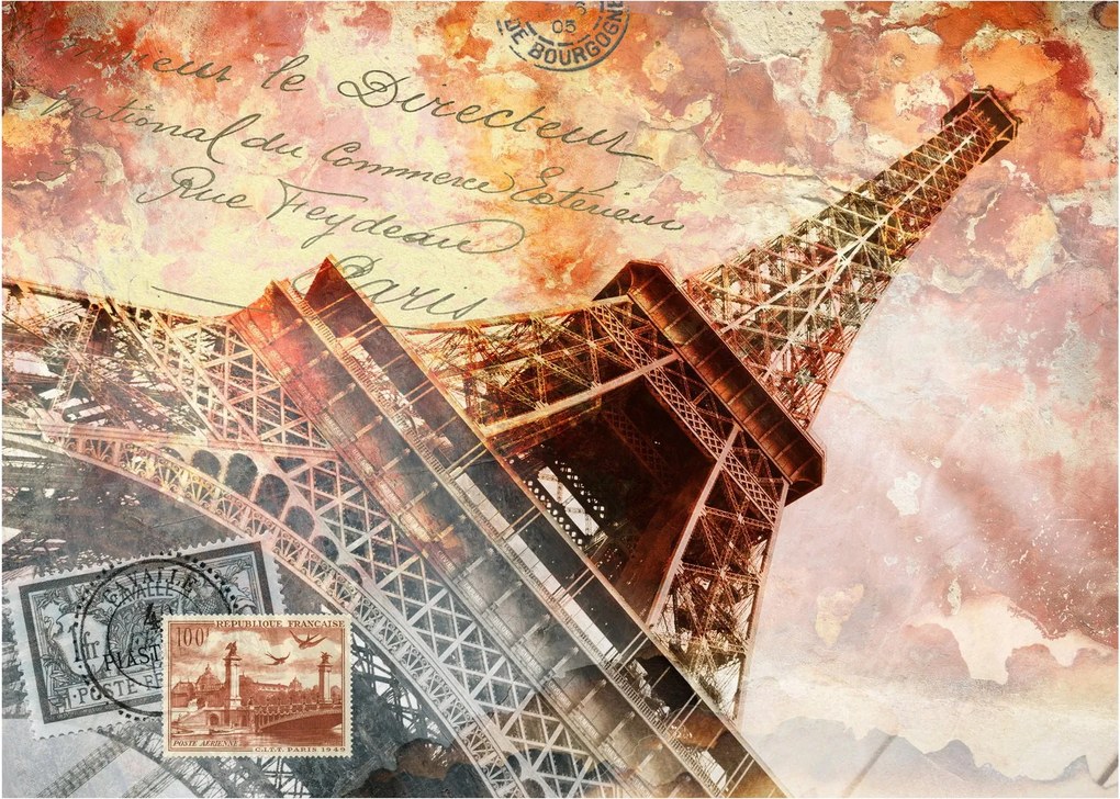 Obraz na szkle - Wieża Eiffla w stylu vintage (70x50 cm)