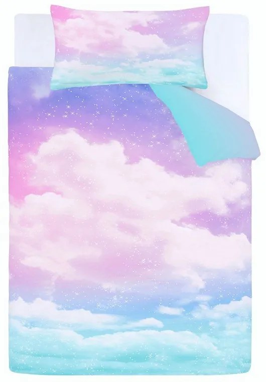 Niebiesko-różowa pościel dziecięca dwuosobowa 200x200 cm Ombre Rainbow Clouds – Catherine Lansfield