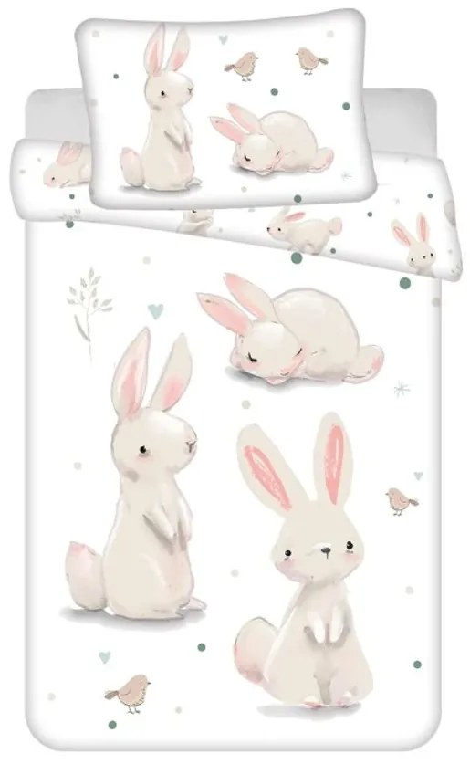 PrzytulneMieszkanie.pl PrzytulneMieszkanie.pl Bawełniana pościel do łóżeczka BUNNIES biała Rozmiar pościeli: 40 x 60 cm | 100 x 135 cm