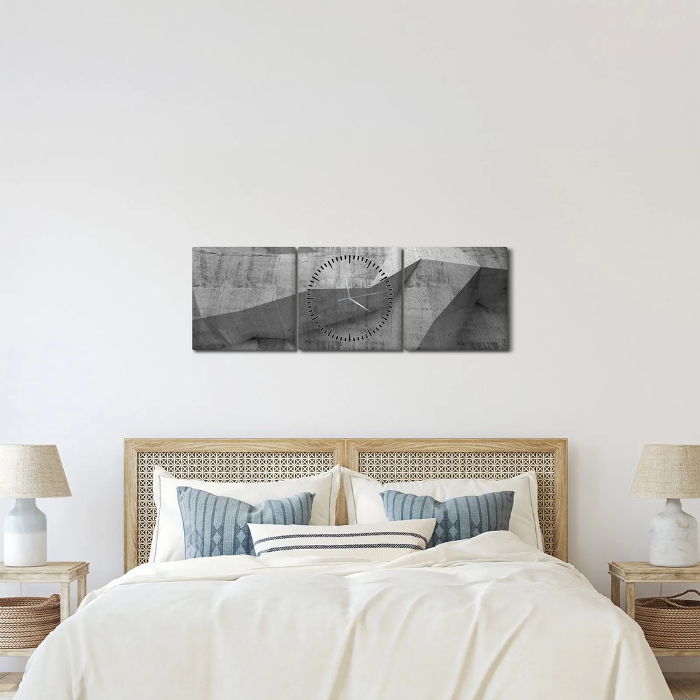 Obraz - ściana 3D (z zegarem) (90x30 cm)