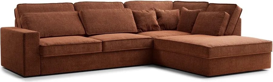 Narożnik z tkaniny szenilowej (prawostronny/w kształcie litery L) w kolorze miedzi Kirou – Maison de Rêve