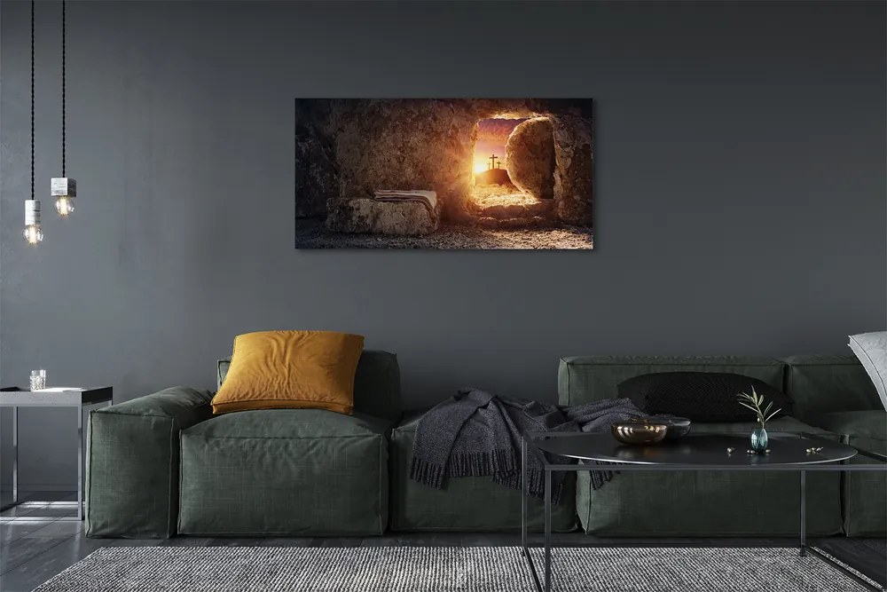 Duży obraz na płótnie Jaskinia, Krzyże i Słońce
