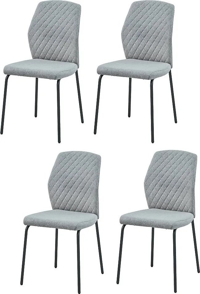 Zestaw krzeseł 4 szt. - tkanina i czarny metal - jasnoszary - SASHA
