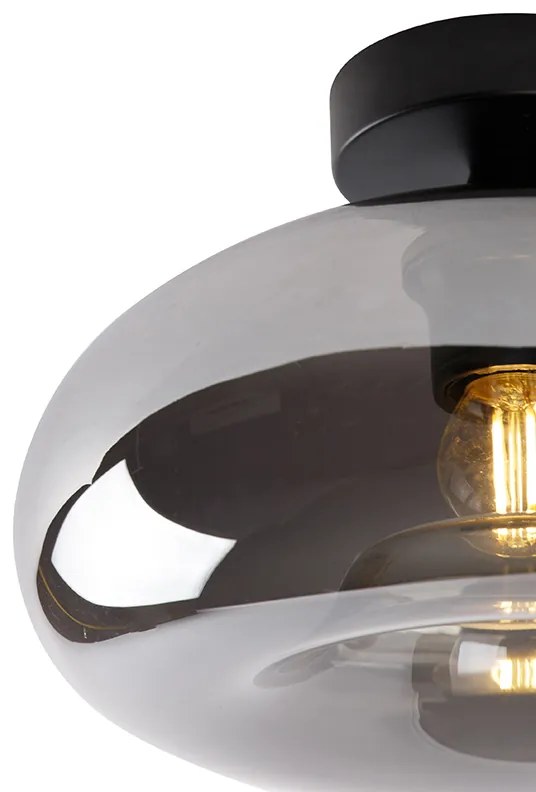 Lampa sufitowa w stylu art deco czarna z przydymionym szkłem - Busa ArtDeco Oswietlenie wewnetrzne