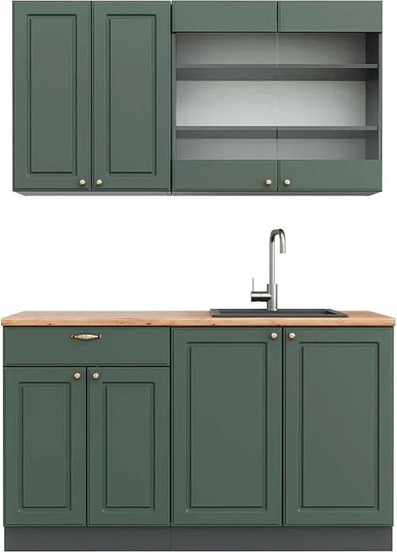 Pojedyncza kuchnia zielono-złoty country house/antracytowy 140x60x81.6 fame-line