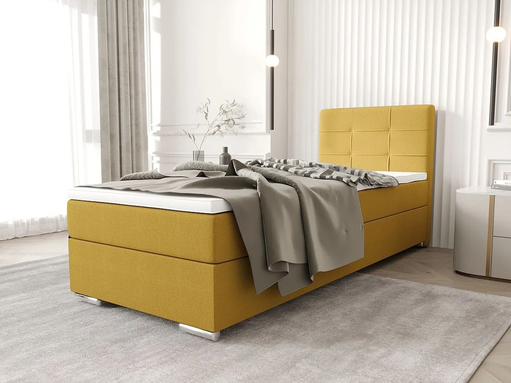 BEDANTE Łóżko kontynentalne ZILANO1 80x200 Cosmic 120 żółty Strona otwierania prawe