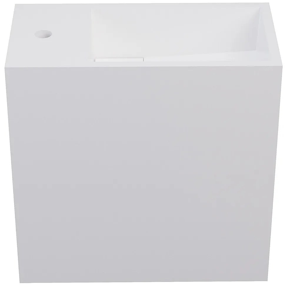 Umywalka wisząca biała solid surface z wnęką - Bateria po lewej - 40 cm - PUMORI
