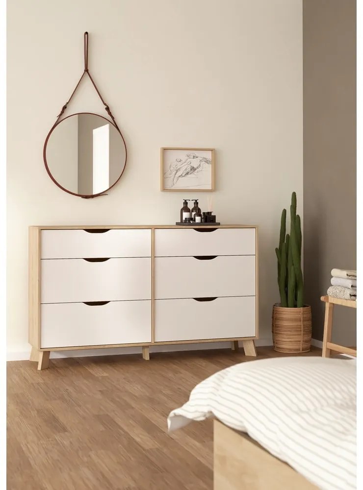 Biało-naturalna komoda w dekorze dębu 156x92x40 cm Ikast – Tvilum
