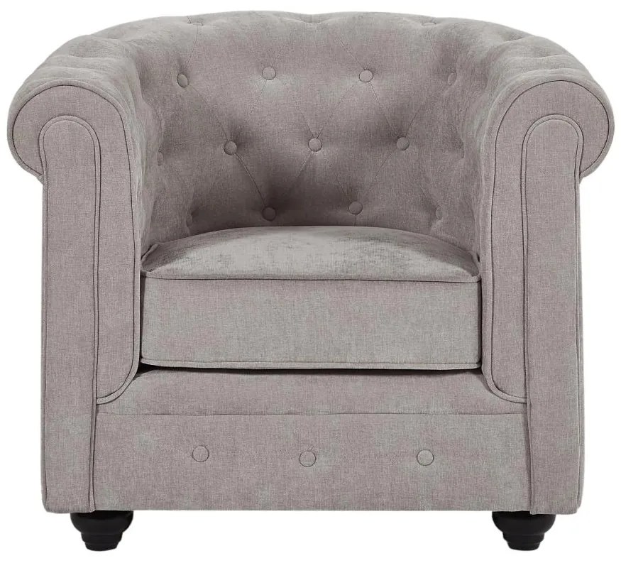 Fotel z szarej tkaniny CHESTERFIELD